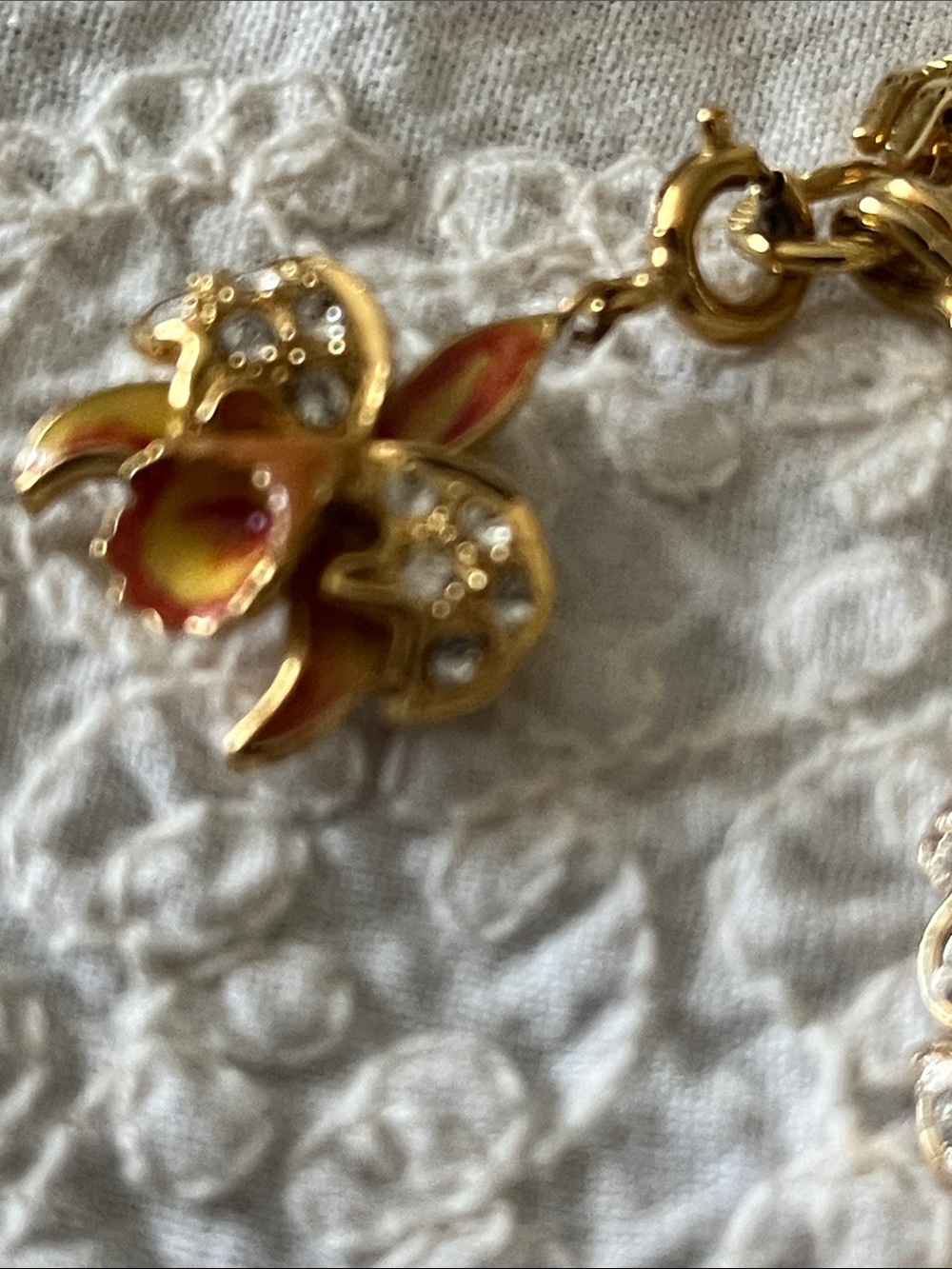 Nolan Miller charm bracelet with orchid charms - Picture 6 of 12